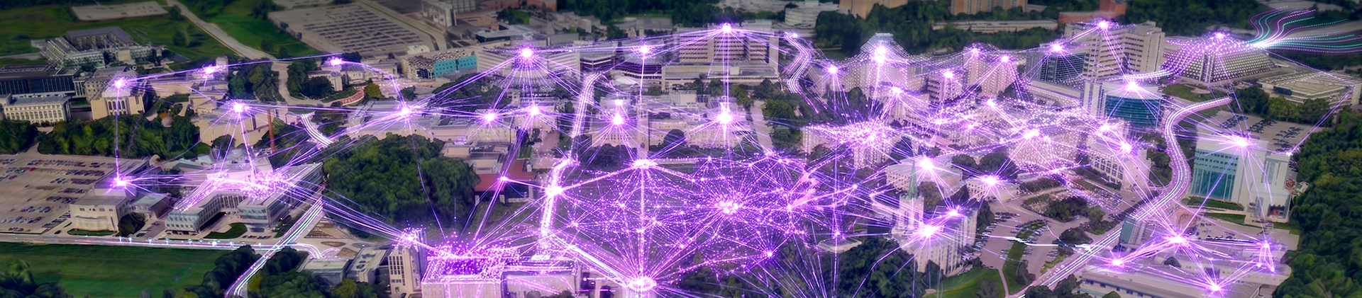 Western Campus lit up like a neural network.