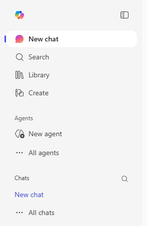 Left navigation bar screenshot.
